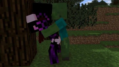 Лесной тролль совершает половой акт с девушкой в игре Майнкрафт.